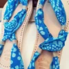 Sandale Dodoladi avec foulard imprimé bleu